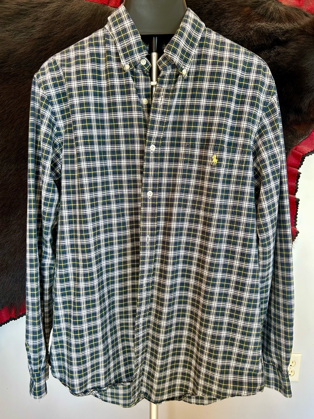 Ralph Lauren Classic 💯 Cotton Navy, Yellow & White Oxford Shirt XL NWOT